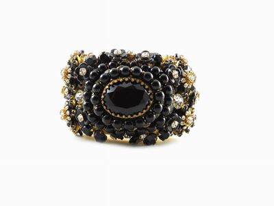 Bracciale Stanley Hagler n.y.C. Rigido in Metallo Dorato, Vetro e Strass