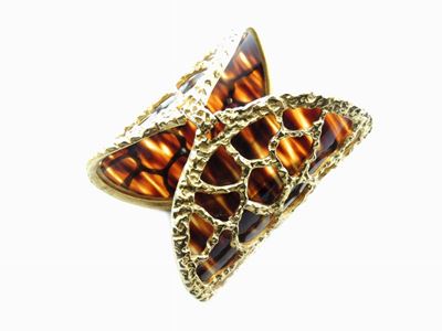 Bracciale Trifari in Resina Simulante la Tartaruga e Metallo Dorato