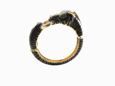 Bracciale Ciner in Metallo Dorato, Vetro, Smalto e Strass