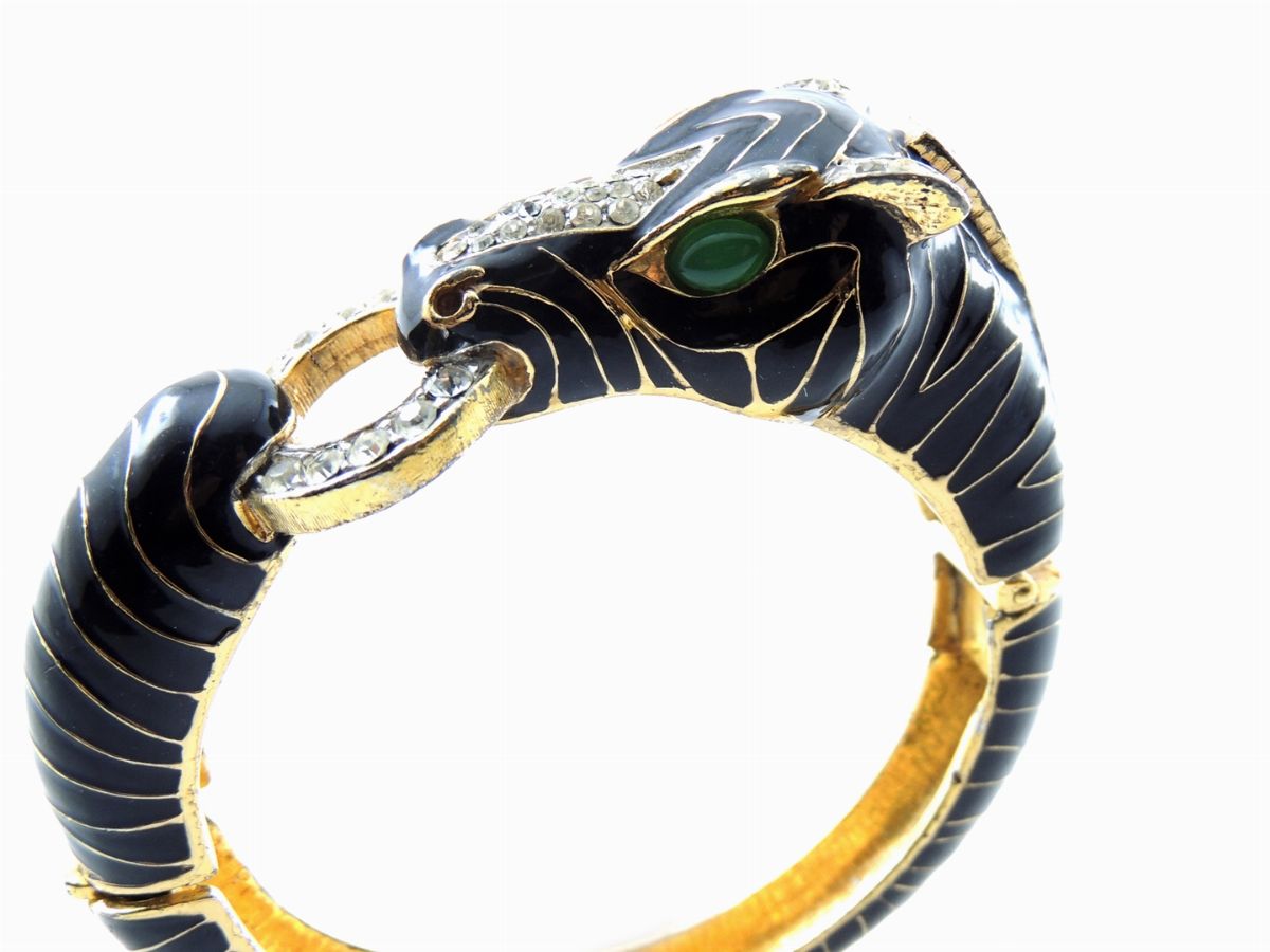 Bracciale Ciner in Metallo Dorato, Vetro, Smalto e Strass