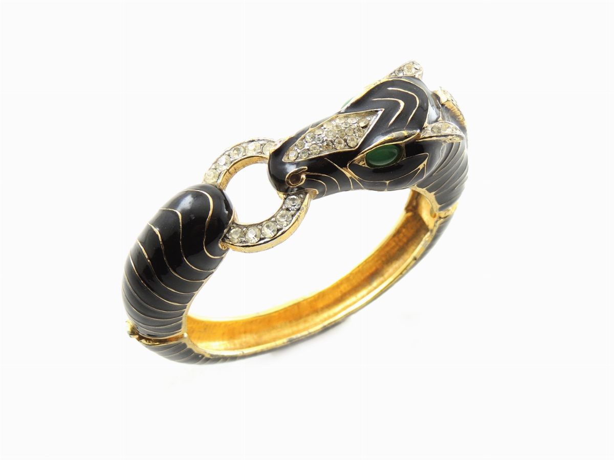 Bracciale Ciner in Metallo Dorato, Vetro, Smalto e Strass