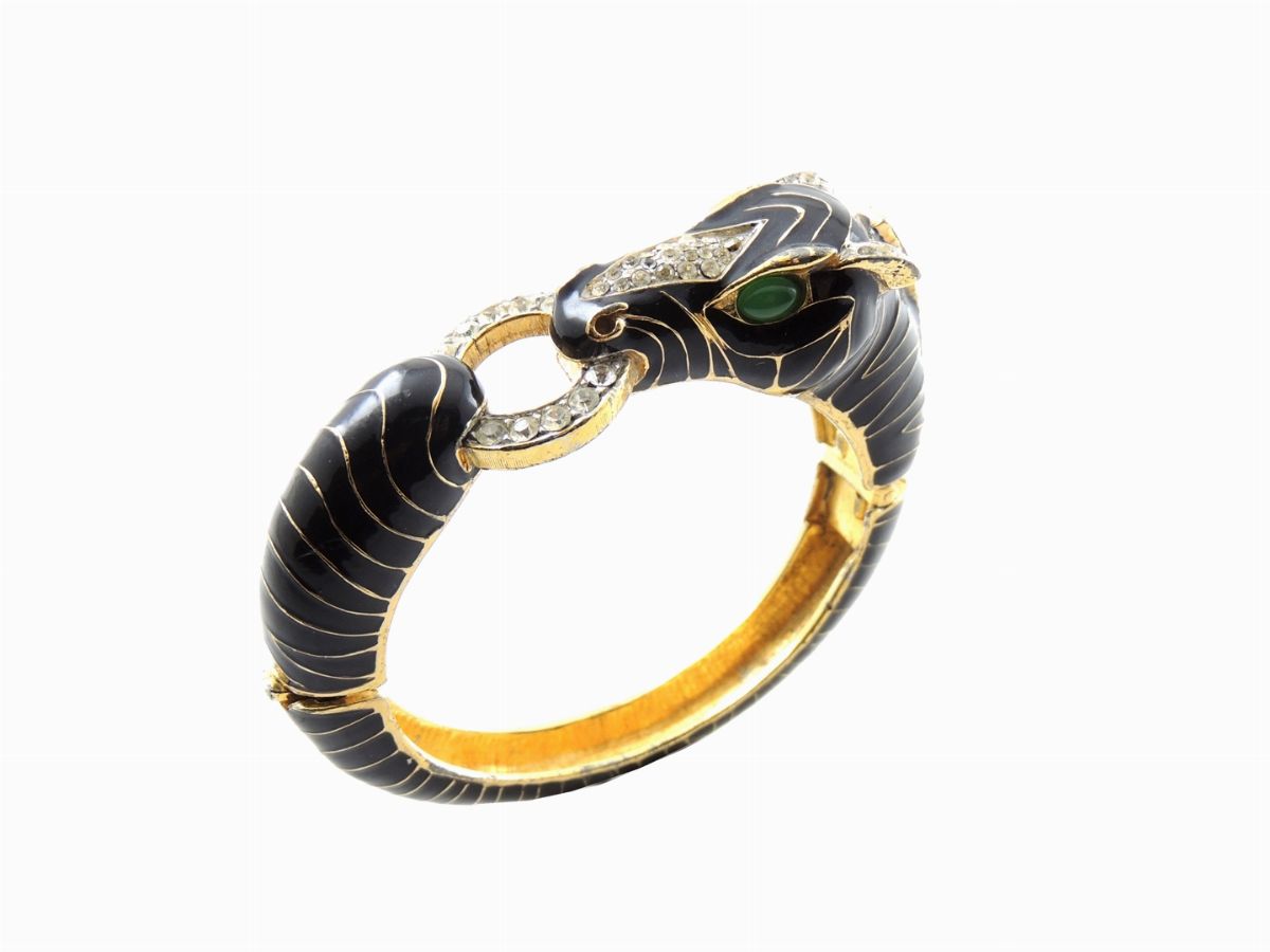 Bracciale Ciner in Metallo Dorato, Vetro, Smalto e Strass