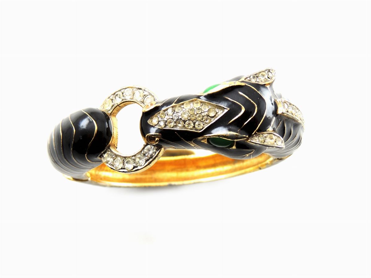 Bracciale Ciner in Metallo Dorato, Vetro, Smalto e Strass