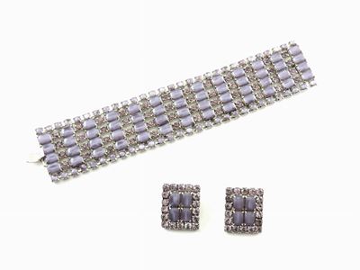 Parure la Rel in Metallo Rodiato, Strass e Cabochon in Vetro Viola