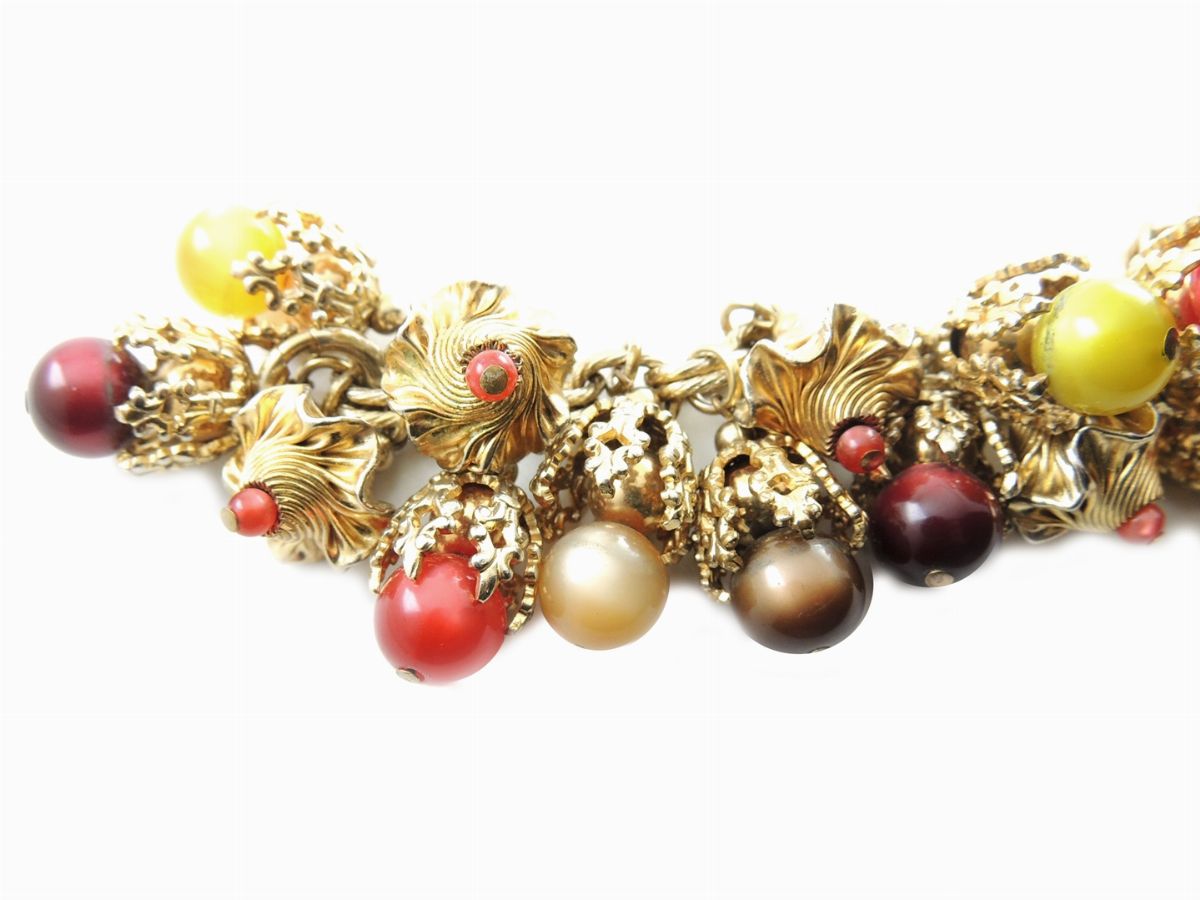 Bracciale Charms Napier in Metallo Dorato e Perle di Vetro