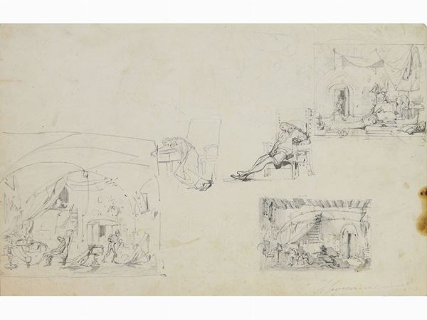 Telemaco Signorini - Studio per ''L'invenzione della stampa'' (1856)