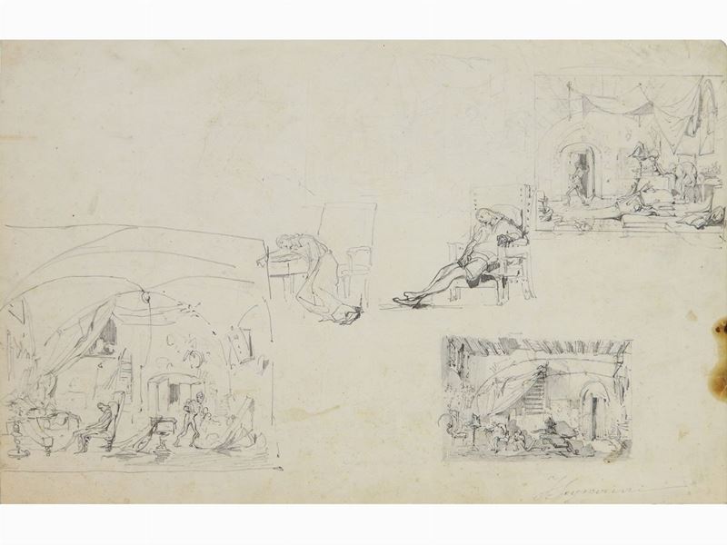 Telemaco Signorini - Studio per ''L'invenzione della Stampa'' (1856)