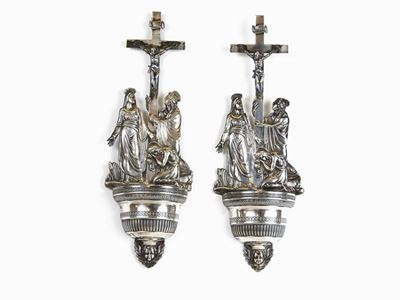 Coppia di Acquasantiere Pensili in Argento