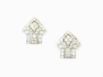 Orecchini a Clips in Oro Bianco e Diamanti
