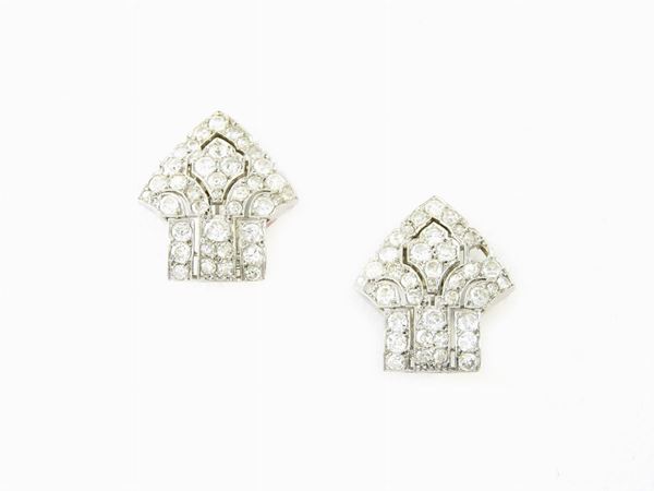 White gold earclips with diamonds  (Twenties)  - Auction Jewels and Watches - II - II - Maison Bibelot - Casa d'Aste Firenze - Milano