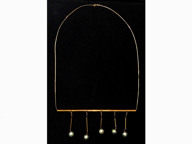 Collana in Oro Giallo con Perle Akoya Barocche