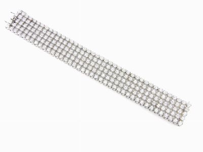 Bracciale Tennis a Cinque Fili in Oro Bianco e Diamanti