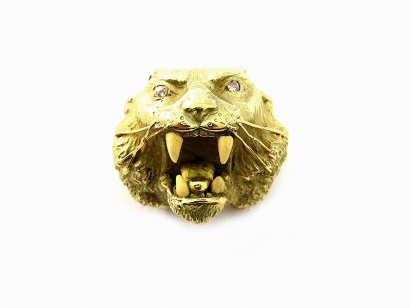 Centrale Animalier in Oro Giallo, Diamanti e Avorio
