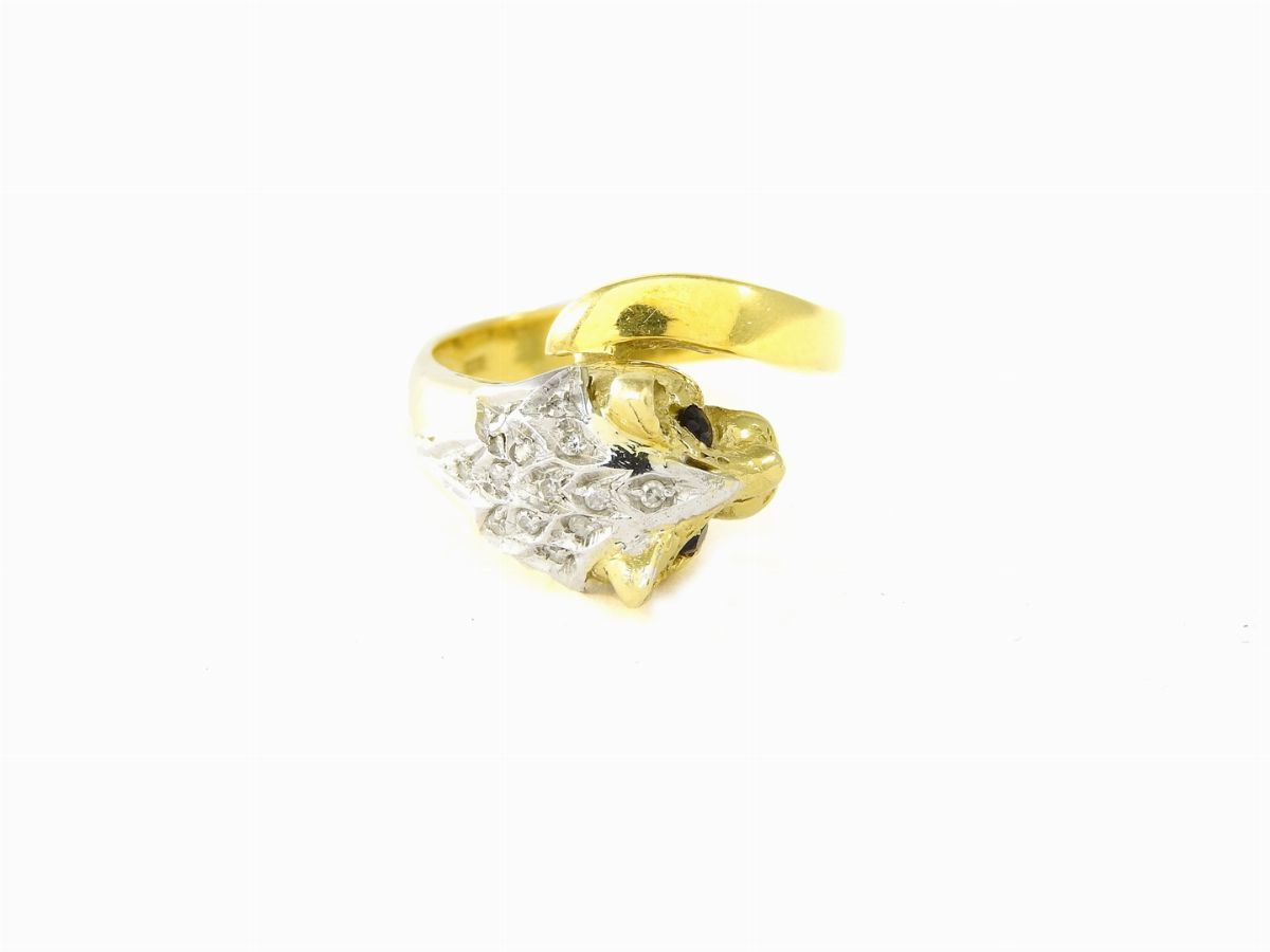 Anello Animalier in Oro Giallo e Diamanti