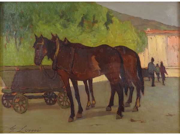 Giovanni Lomi : Horses at Rest  ((1889-1969))  - Auction The collector's house: Antique, Modern and Oriental Art - Lots: 700-943 - IV - Maison Bibelot - Casa d'Aste Firenze - Milano