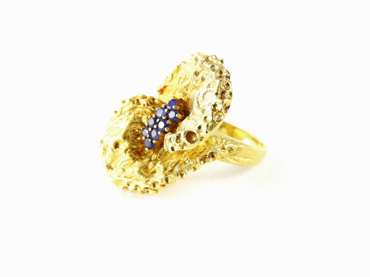 Anello in Oro Giallo e Zaffiri