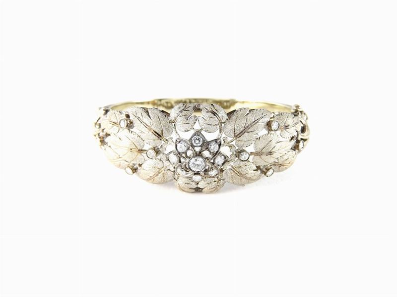 Bracciale Rigido in Oro Giallo e Diamanti