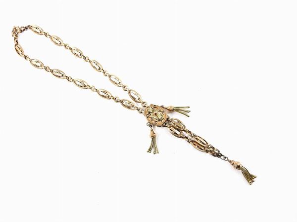 Low alloyed red and yellow gold chain with loop  (first half of 20th century)  - Auction Jewels and Watches - I - Maison Bibelot - Casa d'Aste Firenze - Milano