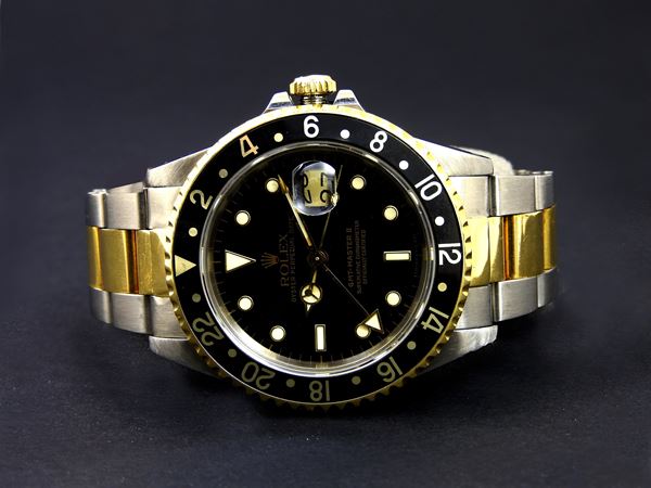 Orologio Rolex Oyster Perpetual GMT Master da polso per uomo in acciaio e oro