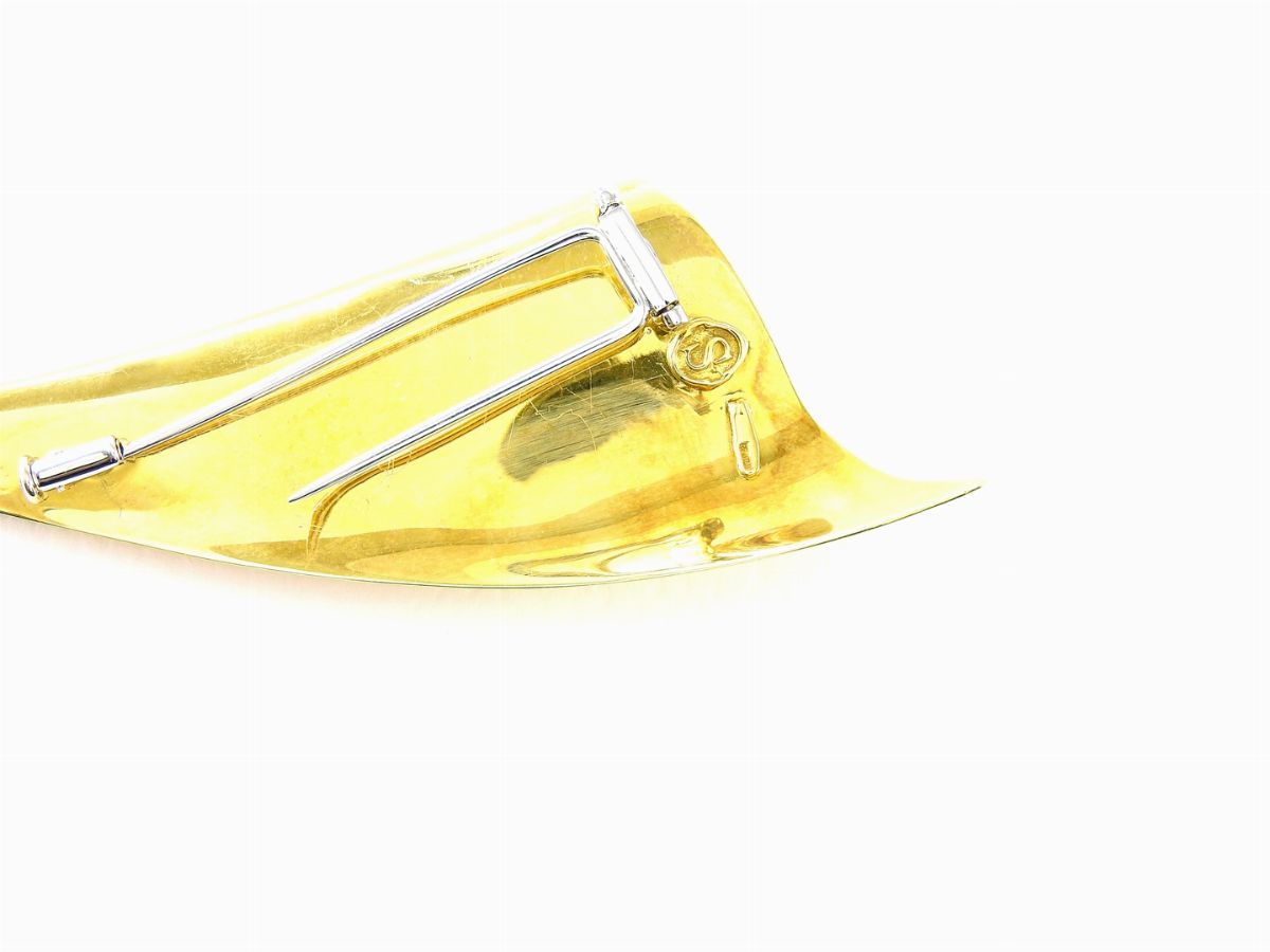 Parure Spilla e Orecchini in Oro Giallo, Diamanti e Granati Tsavorite