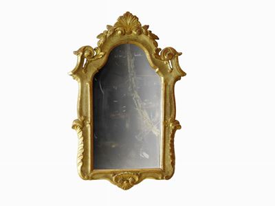 Piccola Specchiera in Legno Intagliato e Dorato