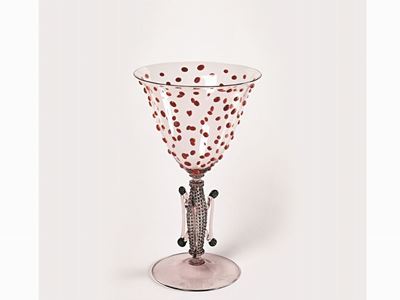 Vaso Gioiello in Vetro, Coralli Rossi, Diamanti Neri e Granati