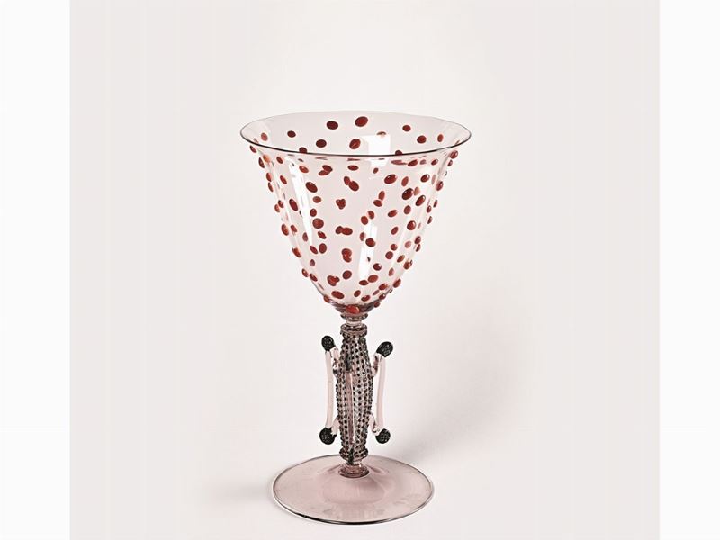 Vaso Gioiello in Vetro, Coralli Rossi, Diamanti Neri e Granati