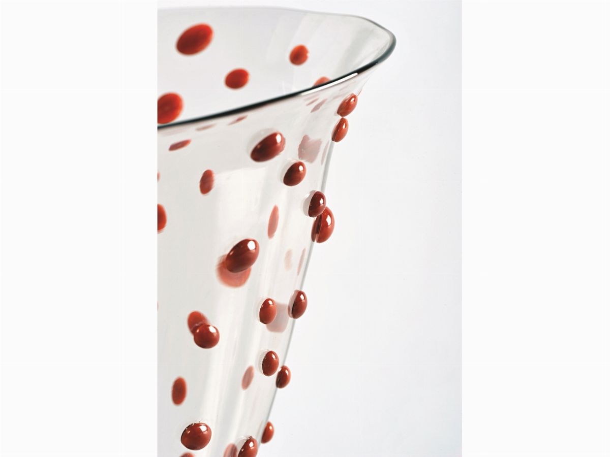Vaso Gioiello in Vetro, Coralli Rossi, Diamanti Neri e Granati