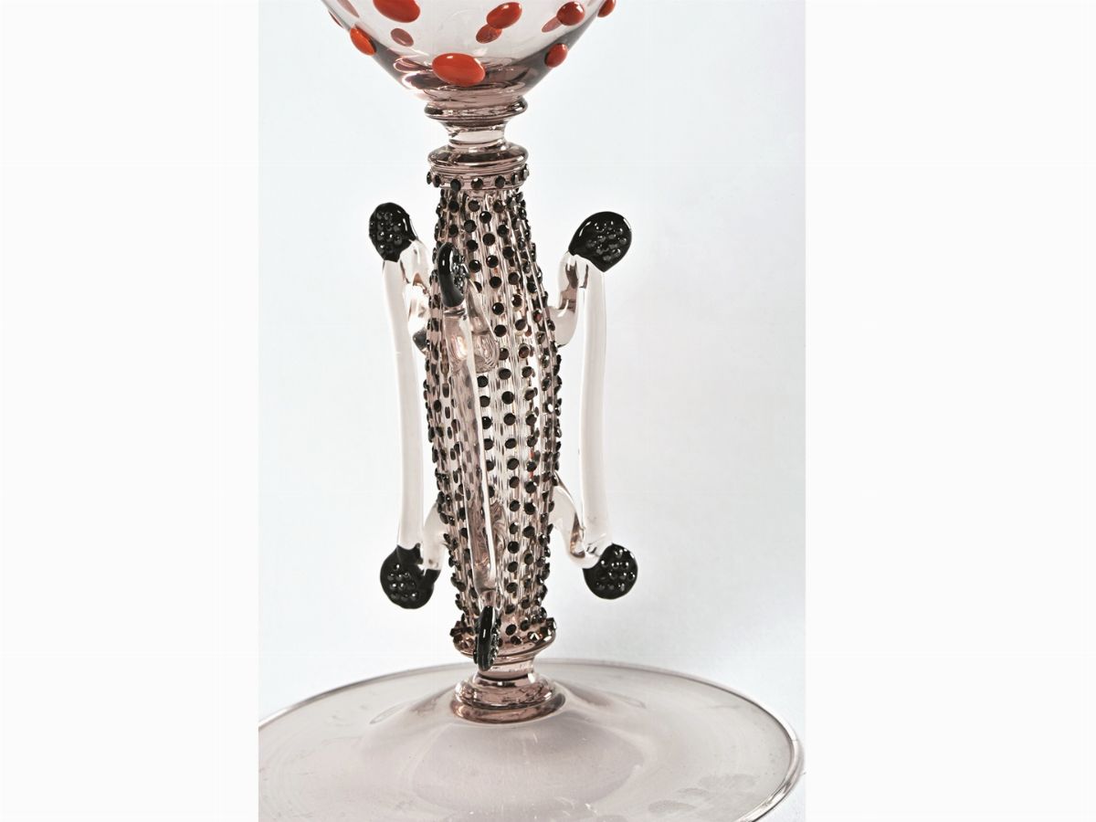 Vaso Gioiello in Vetro, Coralli Rossi, Diamanti Neri e Granati