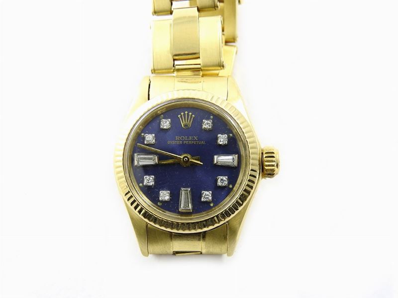 Orologio Rolex Oyster Perpetual da Polso per Donna in Oro Giallo 14 Kt e Diamanti