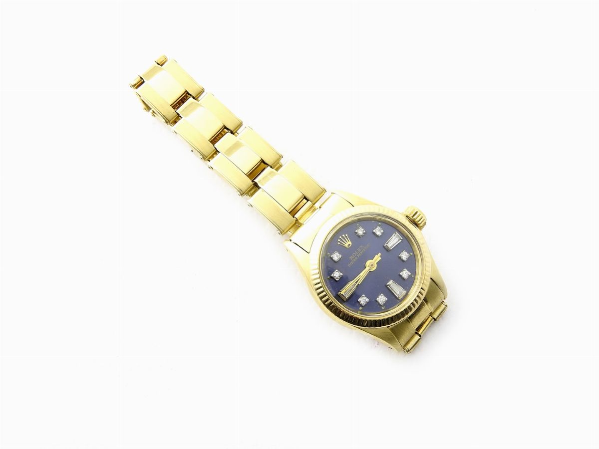 Orologio Rolex Oyster Perpetual da Polso per Donna in Oro Giallo 14 Kt e Diamanti