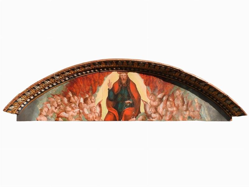 Pittore Manierista Tedesco - L'eterno in Gloria di Angeli