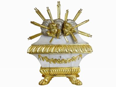 Tabernacolo in Legno Intagliato, Dorato e Laccato Bianco
