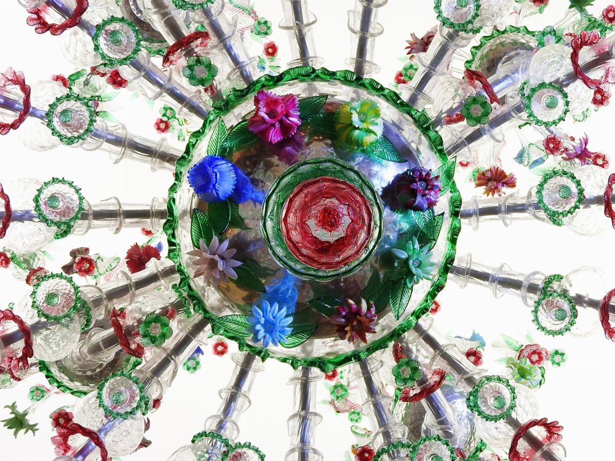 Monumentale Lampadario in Vetro Soffiato Policromo