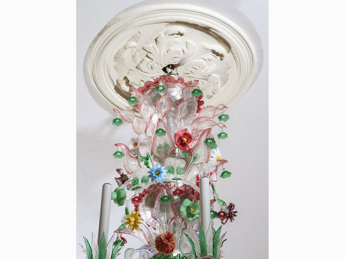 Monumentale Lampadario in Vetro Soffiato Policromo