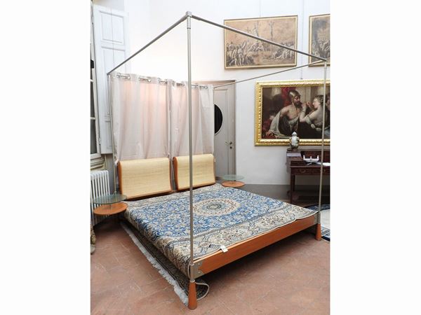 A 'Claudiano' Beechwood Double Bed with Canopy