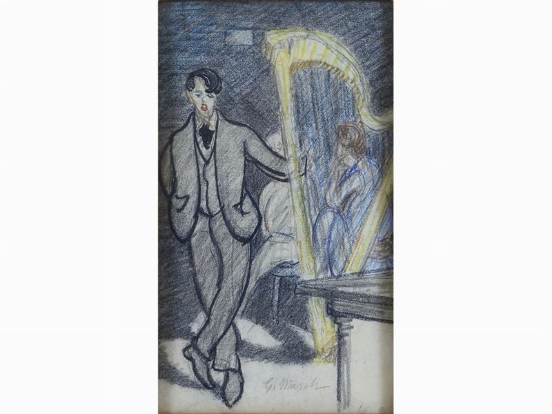 Giovanni March - Figura con Arpa
