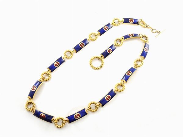 Gucci goldtone metal and enamel belt-necklace