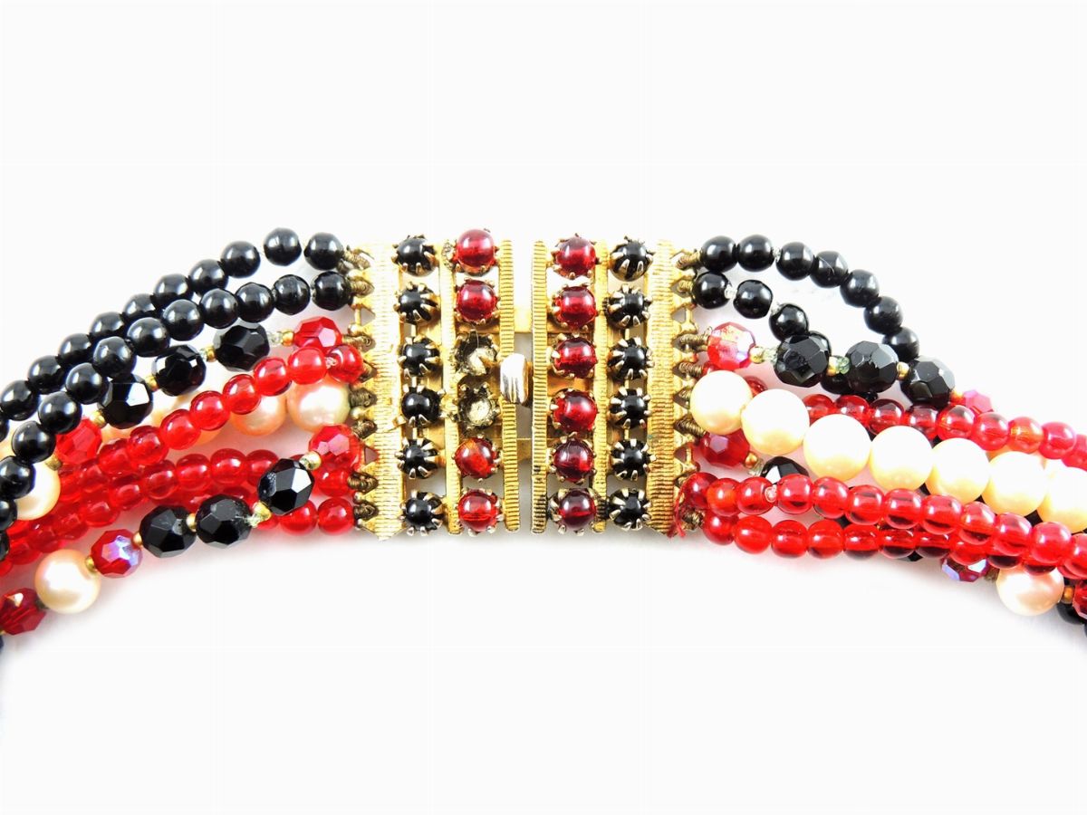 Collana Torchon Christian Dior in Cristalli, Perle Silulate e Strass