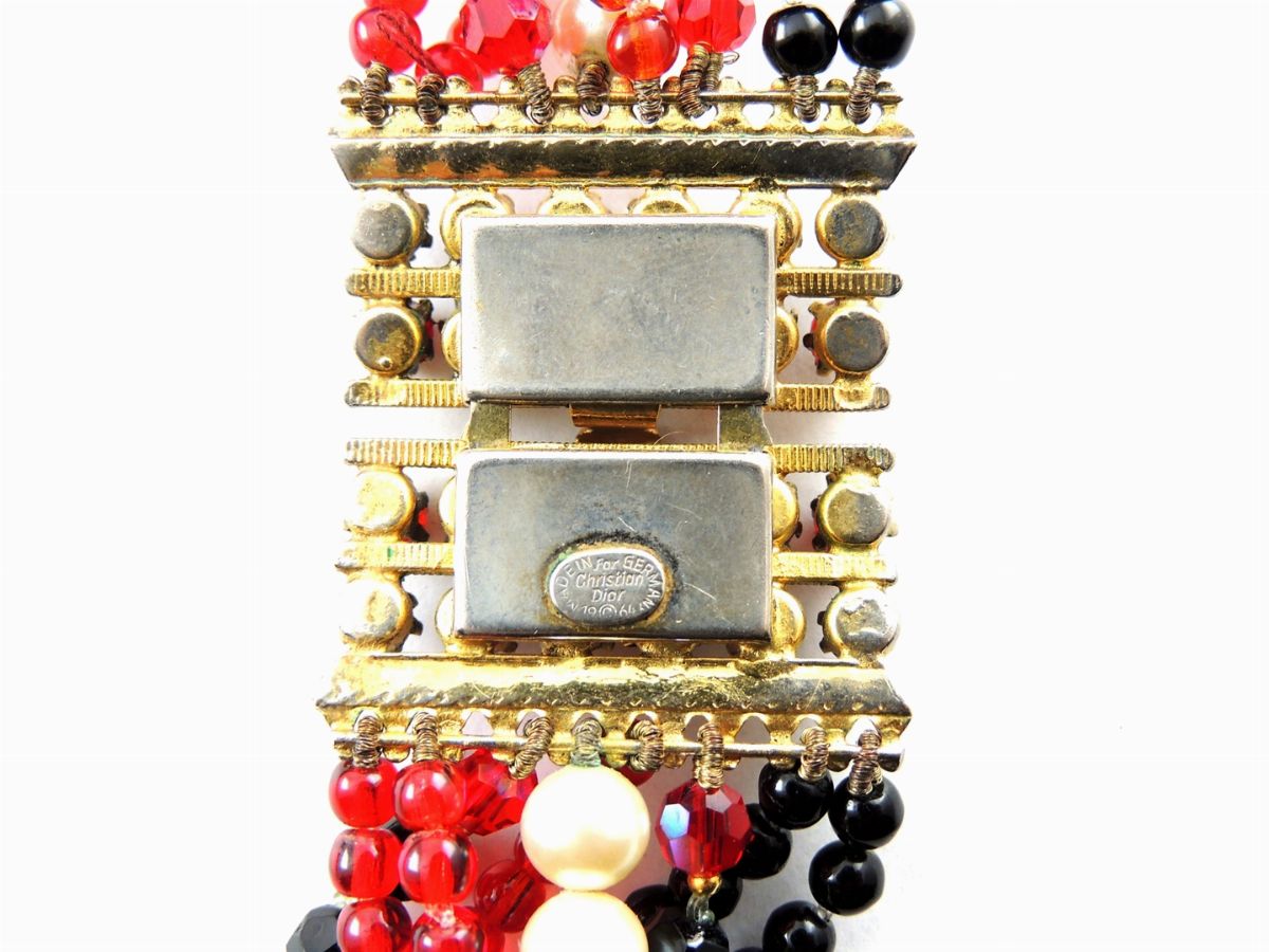 Collana Torchon Christian Dior in Cristalli, Perle Silulate e Strass