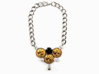 Collana Sharra Pagano in Metallo Argentato e Dorato, Vetro e Strass