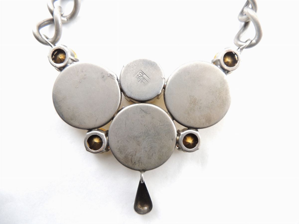 Collana Sharra Pagano in Metallo Argentato e Dorato, Vetro e Strass