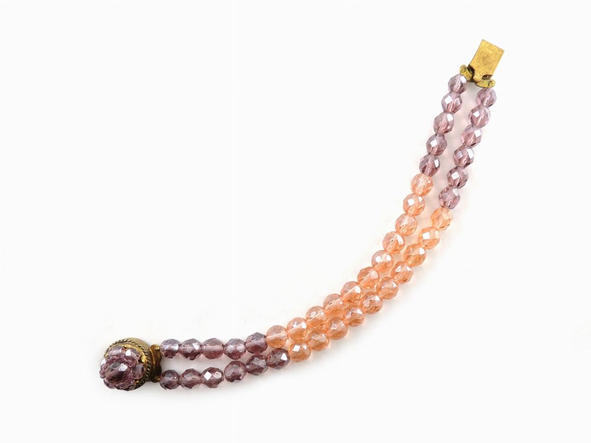 Collana Coppola e Toppo in Metallo Argentato e Dorato, Vetro e Strass