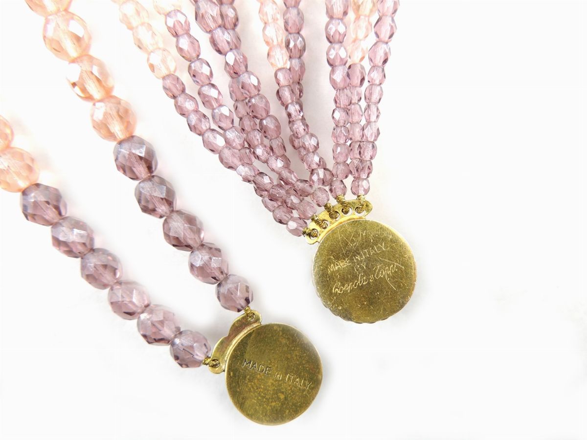 Collana Coppola e Toppo in Metallo Argentato e Dorato, Vetro e Strass