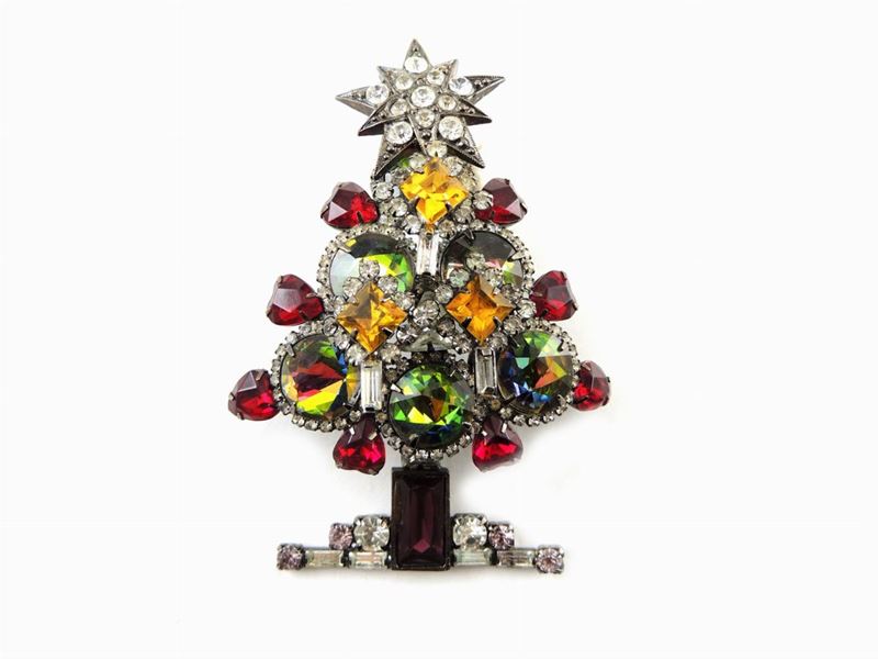 Spilla Lawrence Vrba in Strass e Metallo Brunito