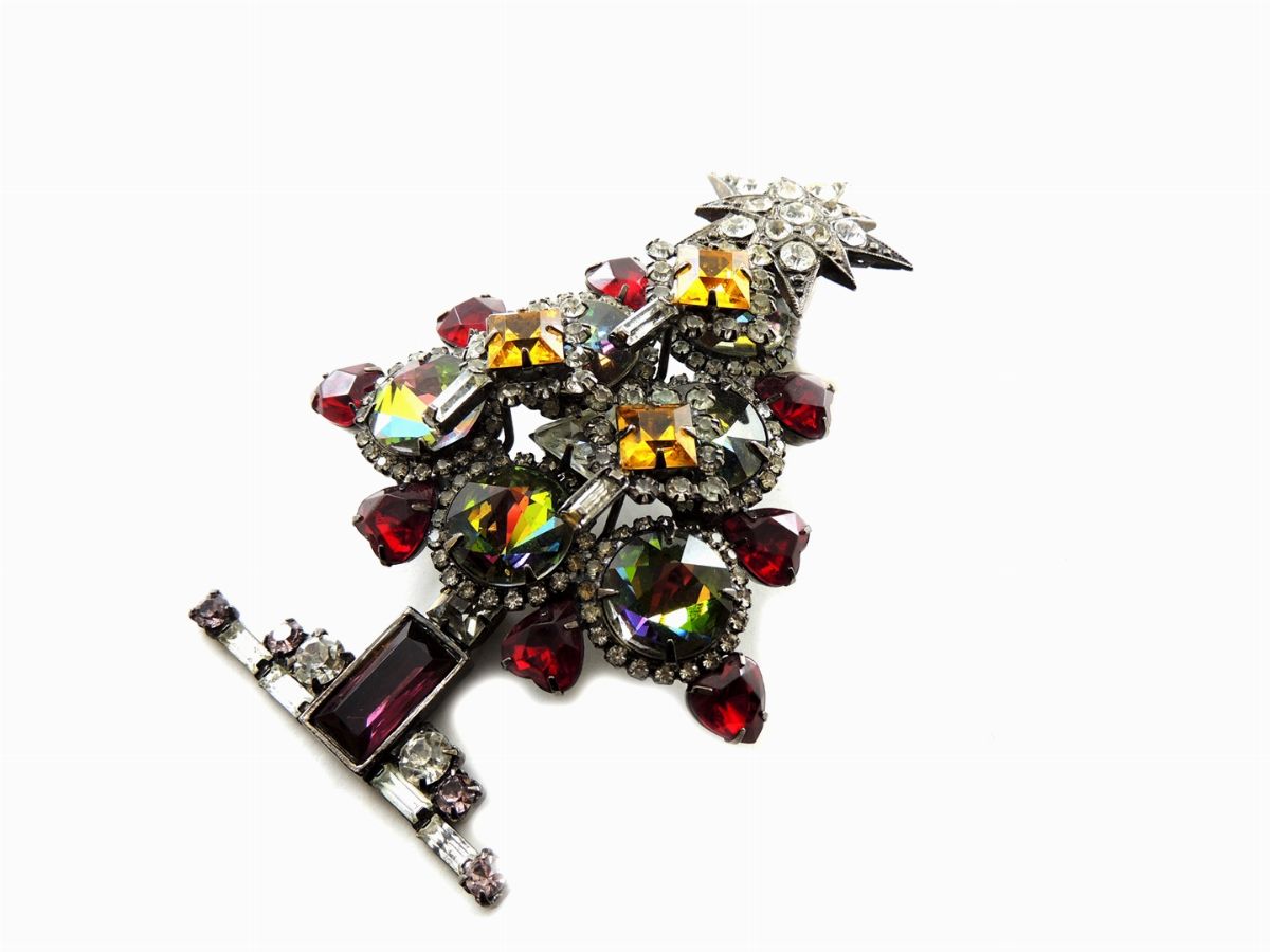 Spilla Lawrence Vrba in Strass e Metallo Brunito