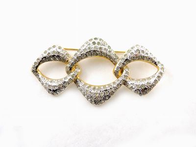 Spilla Yves Saint Laurent in Metallo Dorato e Strass