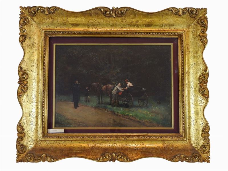 Marcius-simons Simons - Paesaggio di Campagna con Personaggi e Carrozza