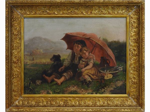 Country Landscape with Children  (late 19th Century)  - Auction The collector's house: Antique, Modern and Oriental Art - Lots: 450-673 - III - Maison Bibelot - Casa d'Aste Firenze - Milano