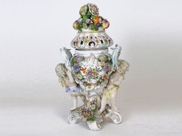Painted Porcelain Lidded Vase